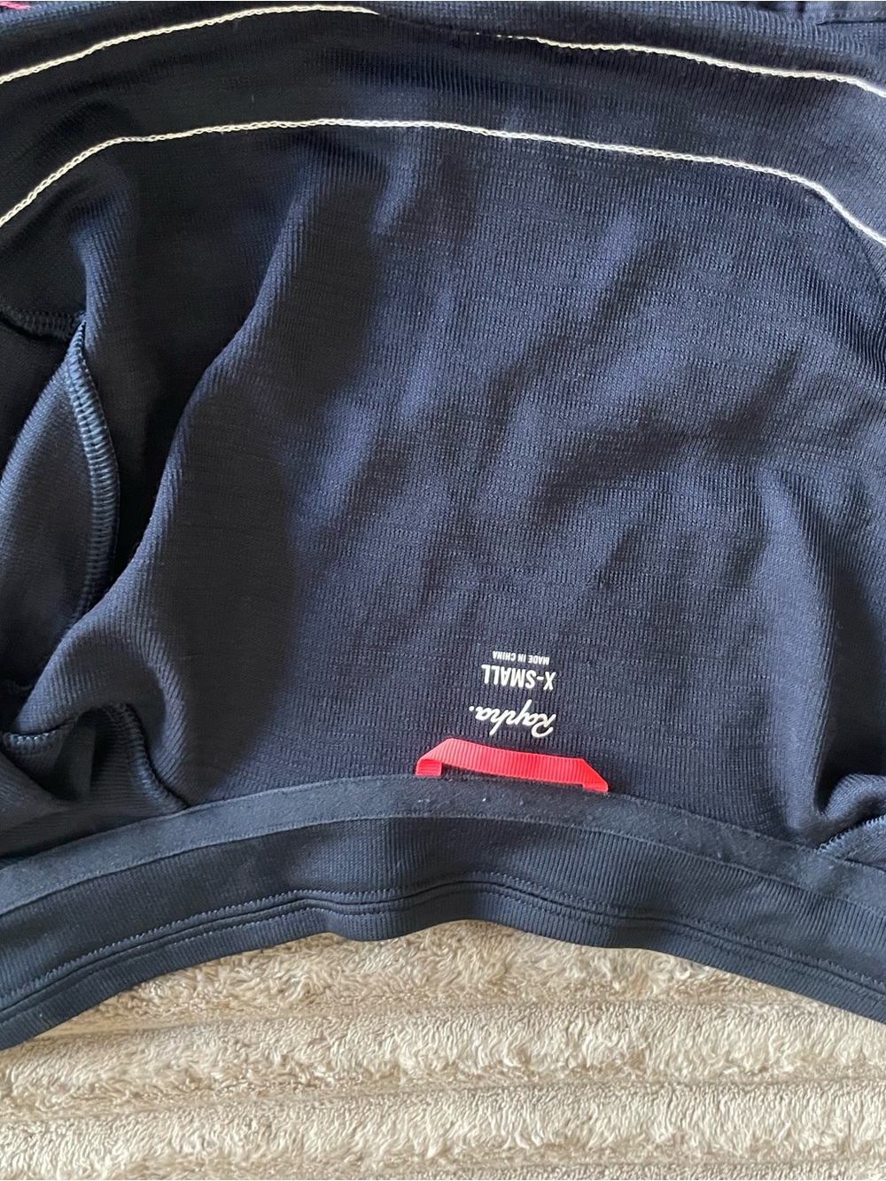 Rapha navy cycling jersey with white and bright pink stripes - Picture 3 of 8
